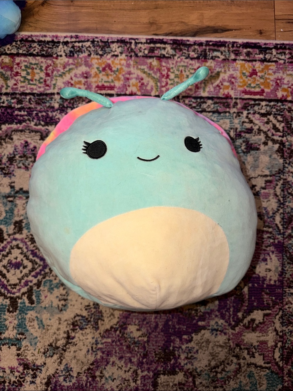 Cute Pastel Plush Bug Pillow - Blue & Cream